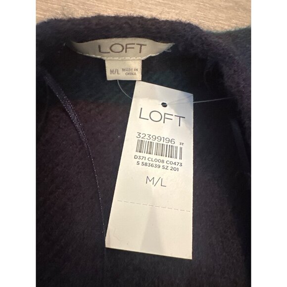 Loft M/L Plaid Fringe Poncho Wrap Shawl NEW - Picture 2 of 5